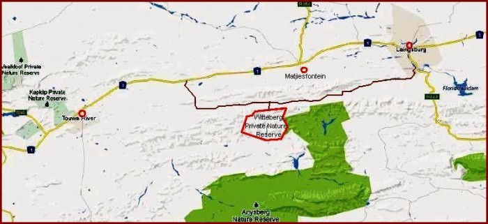 Witteberg Private Nature Reserve Location